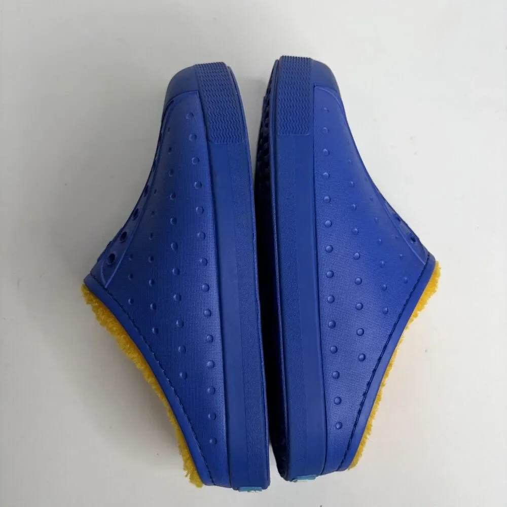 Native Shoes Cozy Jefferson Blue Faux Fur Slip On Cozy Clogs Kids C13